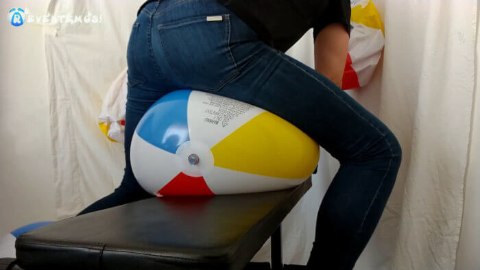 907. Sit popping and deflating beach balls on a workout bench