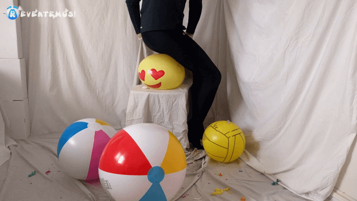 1103. Sit popping beach balls on a chair and overinflation with steam