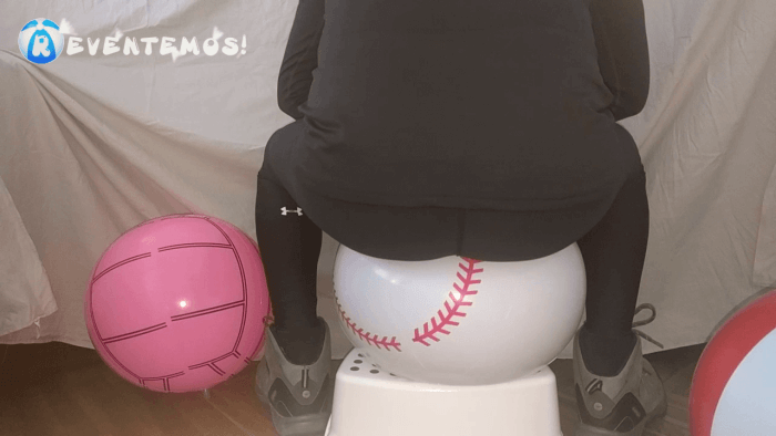 1201. Sit popping beach balls on the step floor and on a chair